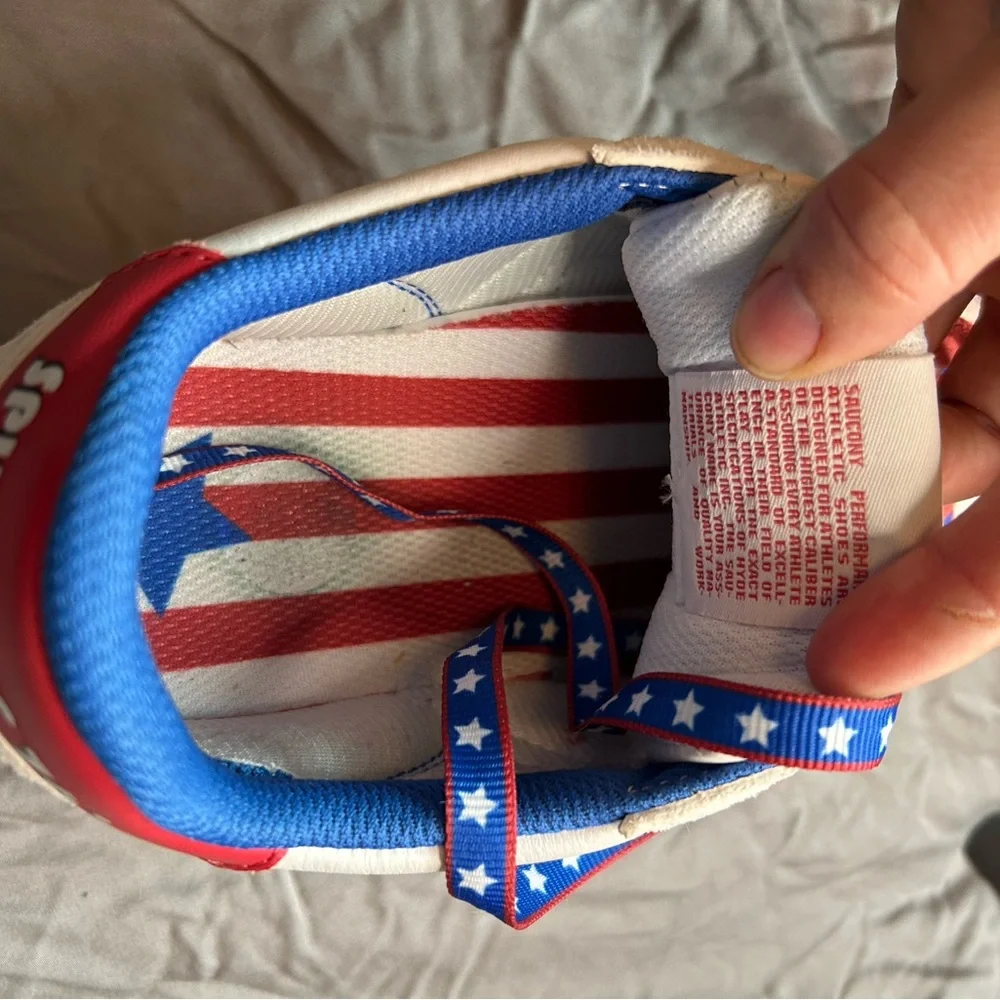 Saucony Spirit of ’76 Patriotic Sneakers Women’s 7.5 Red White Blue Stars - Picture 8 of 9